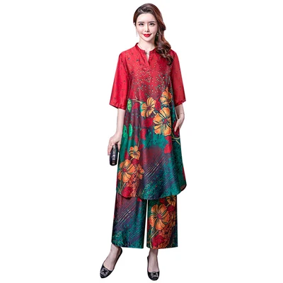 2 Pieces 2021 New Spring Summer Art Retro Printing Top Loose Wide Spot Women Work Wear Dresses Mother Dress Set
2 Pieces 2021 New Spring Summer Art Retro Printing Top Loose Wide Spot Women Work Wear Dresses Mother Dress Set