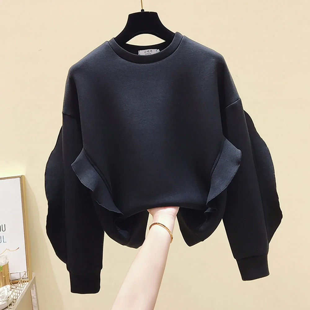 Ruffles Women Hoodies Winter Ladies Pullover Sweatshirt Stitching All-match Pullover Solid Color Top Casual Loose Female Hoodie
Ruffles Women Hoodies Winter Ladies Pullover Sweatshirt Stitching All-match Pullover Solid Color Top Casual Loose Female Hoodie