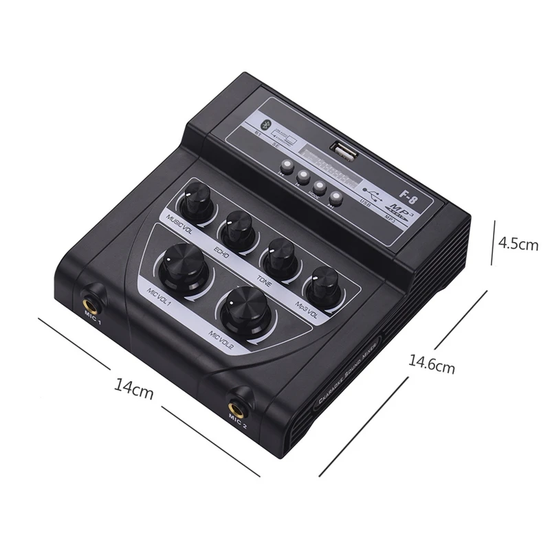 Bluetooth o DJ Mixer Home Mixer Outdoor Microphone Amplifier Small Mixer with 2 Microphone
Bluetooth o DJ Mixer Home Mixer Outdoor Microphone Amplifier Small Mixer with 2 Microphone