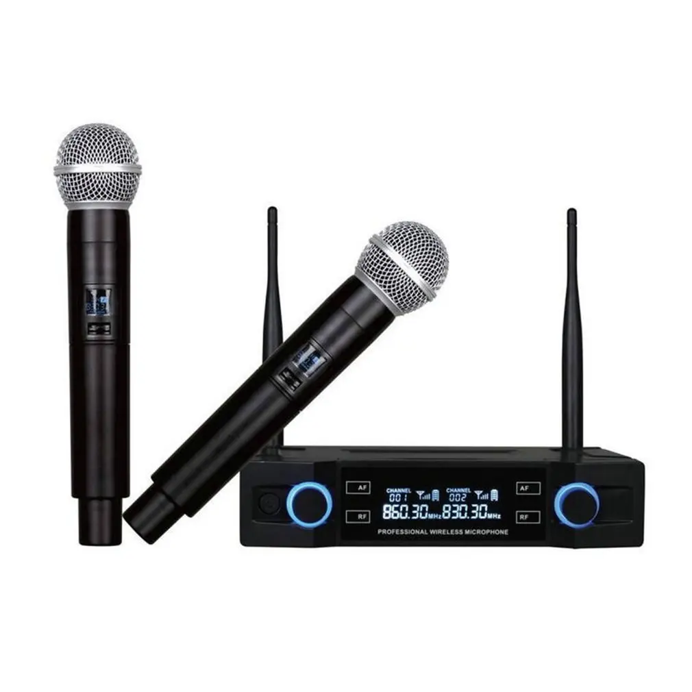 Professional Wireless Microphone KTV Karaoke Two-channel Handheld Adjustable Frequency Microphone Singing Machine Mic For Party
Professional Wireless Microphone KTV Karaoke Two-channel Handheld Adjustable Frequency Microphone Singing Machine Mic For Party