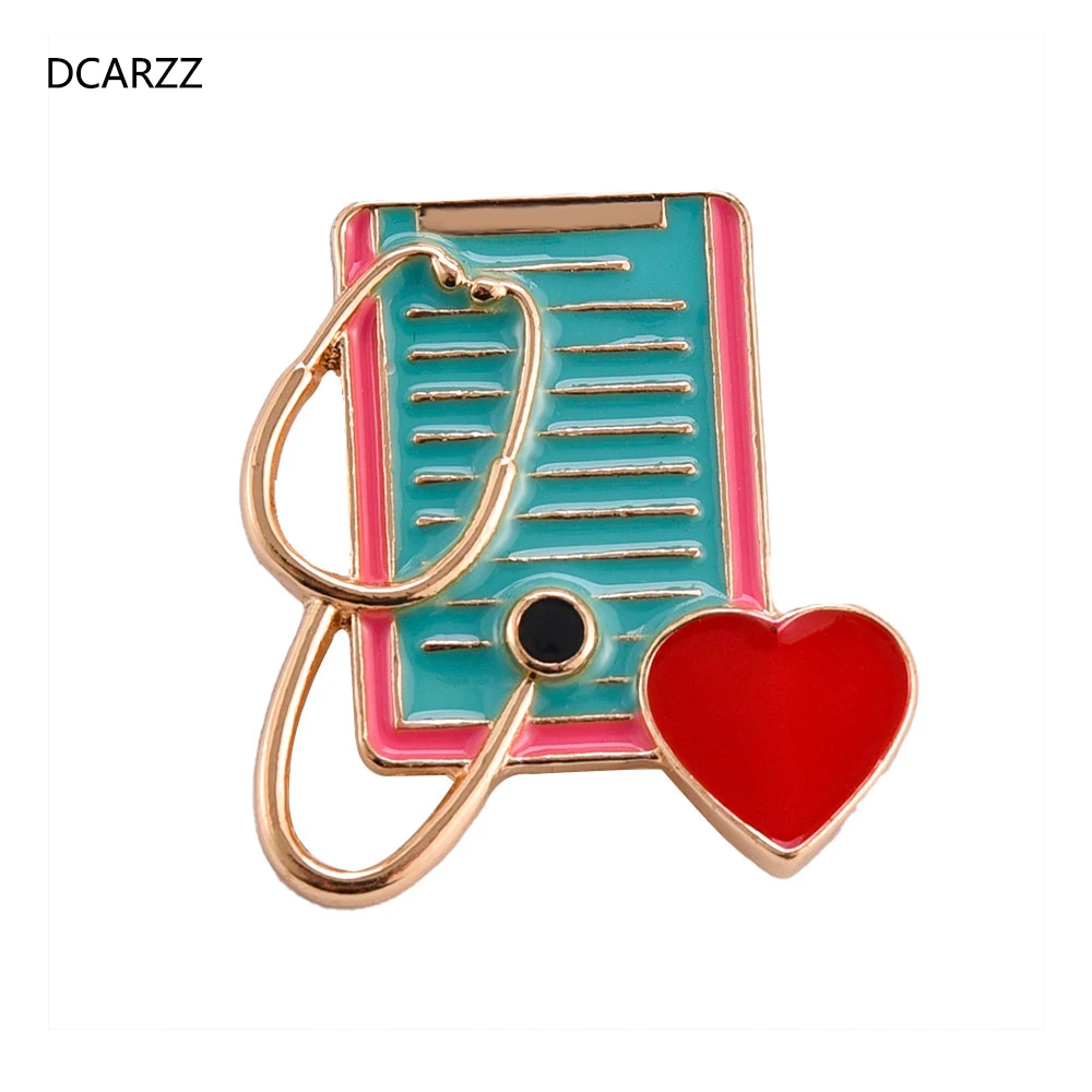 

DCARZZ Enamel Stethoscope Pin Brooches Medical Doctor/Nurse Brooch Heart Gold Cute Mini Pin Metal Fashion Jewelry Women GIft