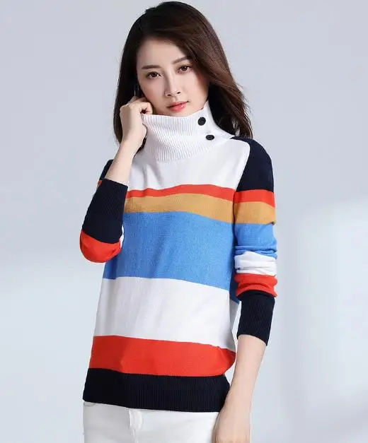 High quality multi-color stitching Turtleneck Women Sweaters And Pullovers Female Pull Femme Jumper Streetwear Knitted Sweater
High quality multi-color stitching Turtleneck Women Sweaters And Pullovers Female Pull Femme Jumper Streetwear Knitted Sweater