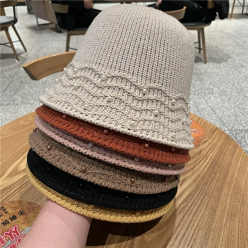 Knitted fisherman hat female spring and summer wild wave pattern pearl bucket hat Japanese net red visor hat tide
Knitted fisherman hat female spring and summer wild wave pattern pearl bucket hat Japanese net red visor hat tide