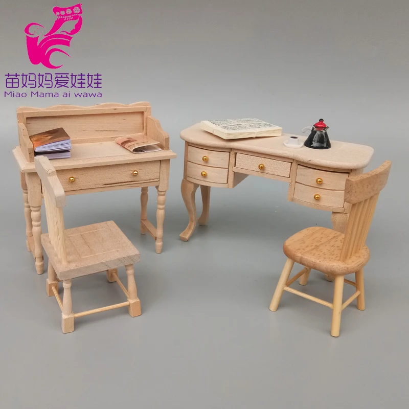Фото Приставной столик для кукольного домика 1: 12 полукруглый деревянный приставной