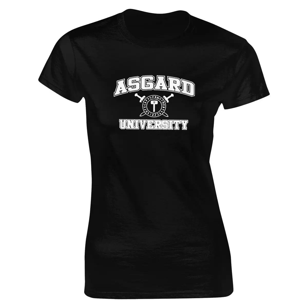 ASGARD университета Т рубашки повседневные хлопковые топы с принтом О образным