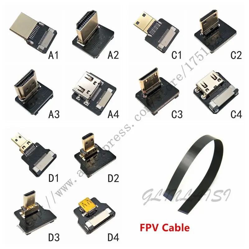 

FPV Micro Mini HDTV 90 degree Adapter 5cm-80cm FPC Ribbon Flat HDTV Cable Pitch 20pin Plug Connector