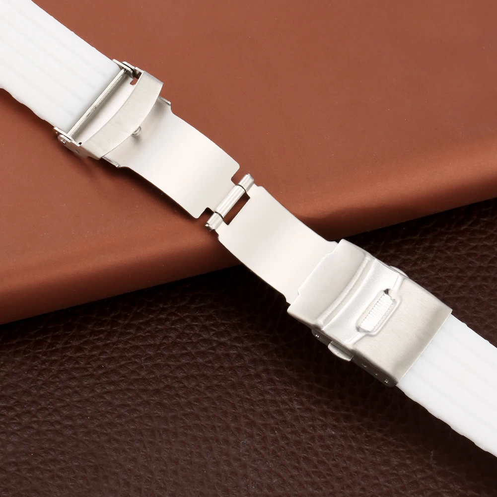 Ремешок силиконовый для наручных часов белый прочный водонепроницаемый браслет
