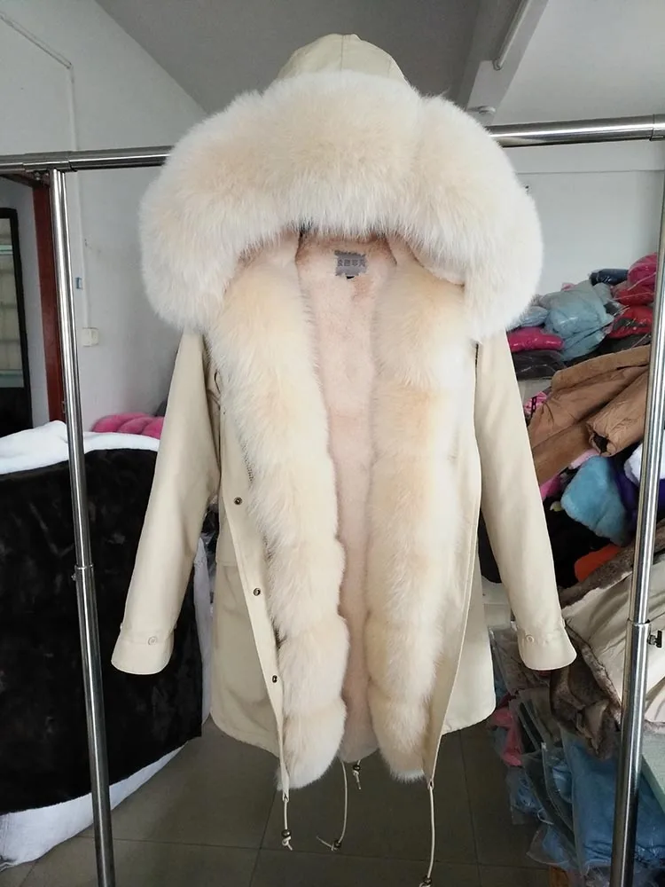 Waterproof Real Fur Coat long Parka Winter Jacket Women Natural Fox Fur Collar Hood Thick Warm Outerwear Detachable New 
Waterproof Real Fur Coat long Parka Winter Jacket Women Natural Fox Fur Collar Hood Thick Warm Outerwear Detachable New