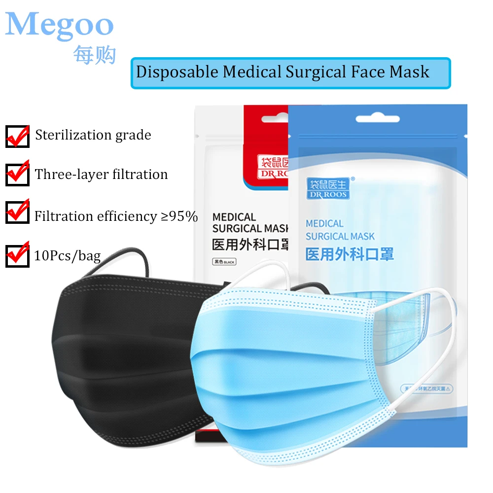 

DR.ROOS Disposable Medical Face Mask Anti-pollution 3 Layer Breathable Safe Protection Surgical Face Mouth Mask 50/100Pcs
