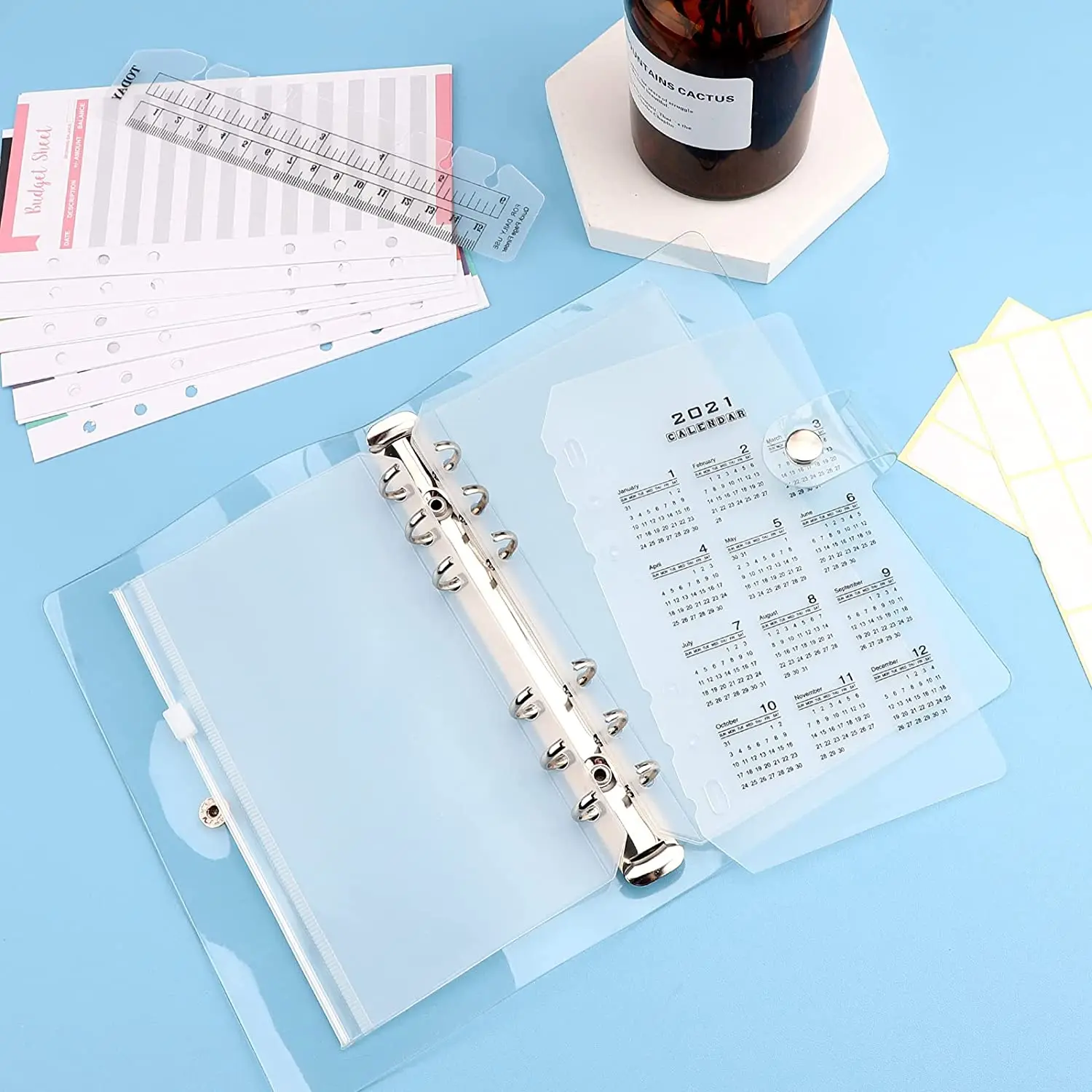 29 Pieces A6 Clear Budget Binder Notebook Refillable with 12 PCS Zipper Pouch Budget Envelopes,12 Budget Cards and 24 Labels 
29 Pieces A6 Clear Budget Binder Notebook Refillable with 12 PCS Zipper Pouch Budget Envelopes,12 Budget Cards and 24 Labels