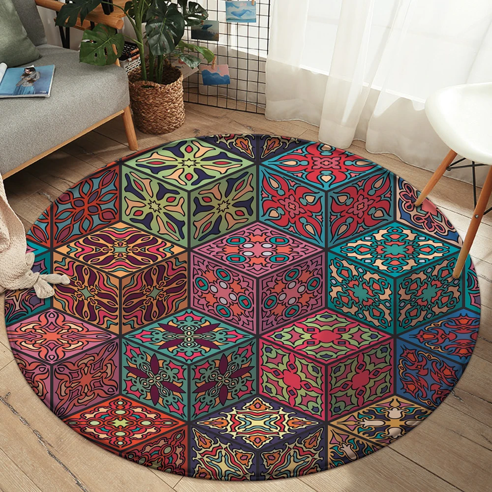 

Top Brand Nonslip Mandala Style Colorful Floral Pattern Rug Floor Mat Bathroom Living Room Bedroom Carpet Decor Rugs tapis salon