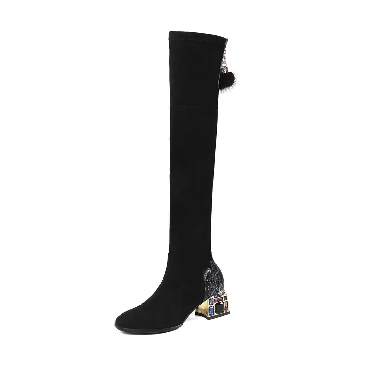 Leather and diamond color matching boots for women sexy thin legs mink hair over knee elastic boots autumn and winter fashion
Leather and diamond color matching boots for women sexy thin legs mink hair over knee elastic boots autumn and winter fashion