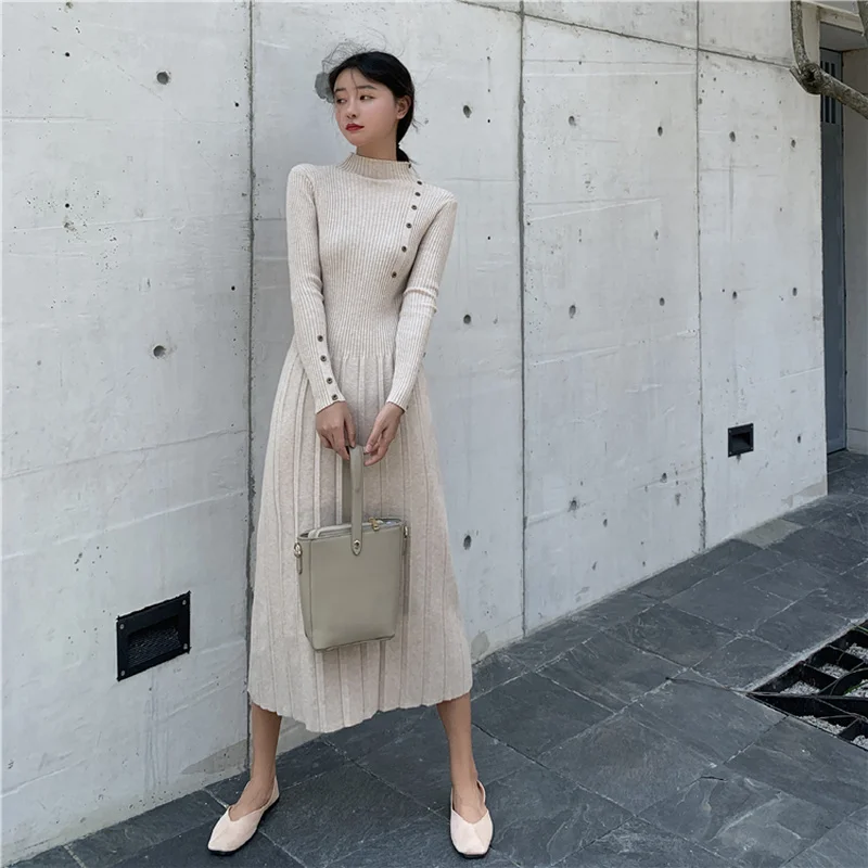 Mazefeng New 2020 Spring Winter Women Dresses Knitted Empire Female Long Sweater Buttons Pleated Elegant Solid Casual Slim
Mazefeng New 2020 Spring Winter Women Dresses Knitted Empire Female Long Sweater Buttons Pleated Elegant Solid Casual Slim
