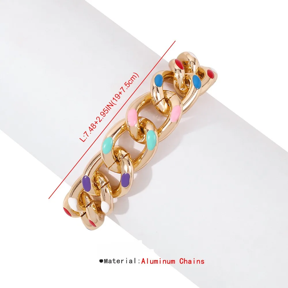 Female Bohemian Colorful Painted Aluminum Cuba Chain Charm Bracelet Jewelry for Women Fashion Punk Cross Chain Bangle Bracelet
Female Bohemian Colorful Painted Aluminum Cuba Chain Charm Bracelet Jewelry for Women Fashion Punk Cross Chain Bangle Bracelet