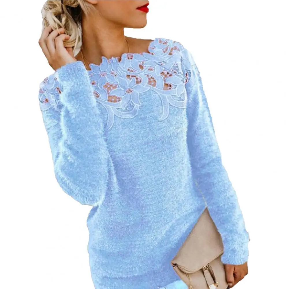 Office Lady Sweater Solid Color Lace Patchwork Autumn Winter Thick Warm Basic Knitted Pullover Tops for Daily Streetwear
Office Lady Sweater Solid Color Lace Patchwork Autumn Winter Thick Warm Basic Knitted Pullover Tops for Daily Streetwear