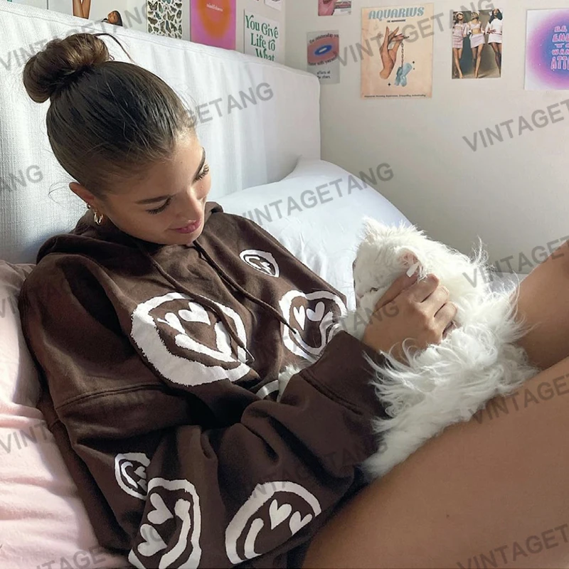 90's American Vintage pull Hoodie femme Brown sweatshirts winter clothing pattern streetwear Korea sudaderas women Long sleeve
90's American Vintage pull Hoodie femme Brown sweatshirts winter clothing pattern streetwear Korea sudaderas women Long sleeve