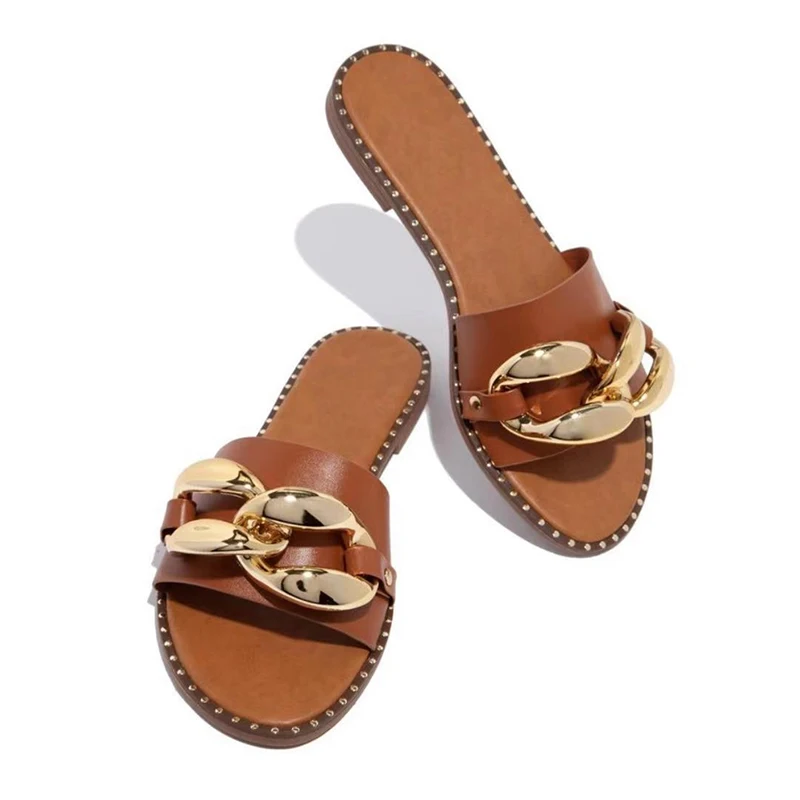 Summer Women Sandals Fashion Sexy Big Double-Ring Chain Ladies Slippers Sandals Comfortable Flat-Bottomed Ladies Slippers Shoes
Summer Women Sandals Fashion Sexy Big Double-Ring Chain Ladies Slippers Sandals Comfortable Flat-Bottomed Ladies Slippers Shoes