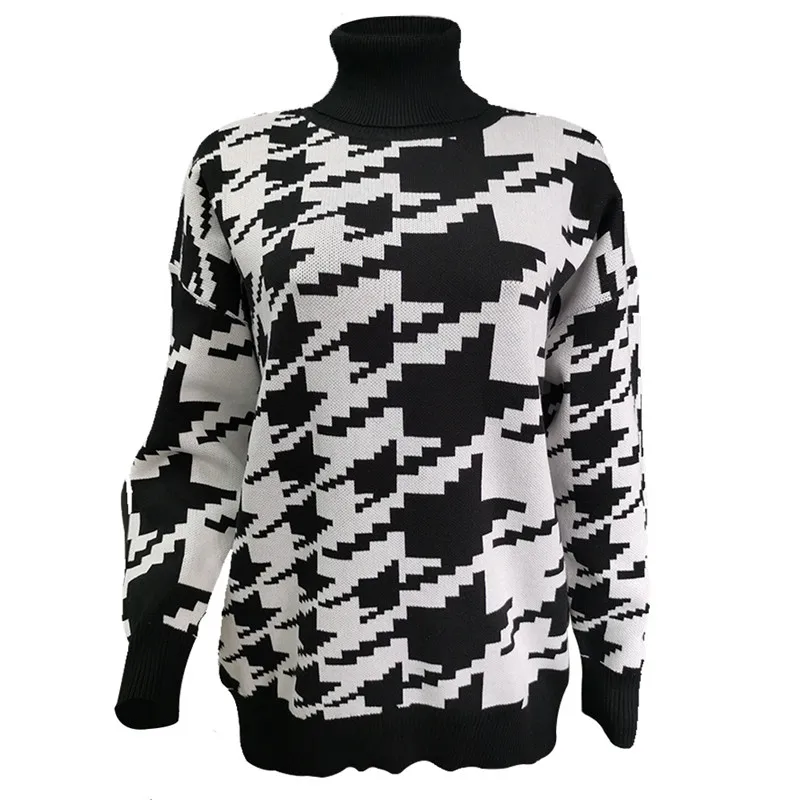 2020 Autumn And Winter New Coat Geometric Houndstooth Knitted Casual Retro Pullover Sweater High Neck Loose Long Sweaters
2020 Autumn And Winter New Coat Geometric Houndstooth Knitted Casual Retro Pullover Sweater High Neck Loose Long Sweaters