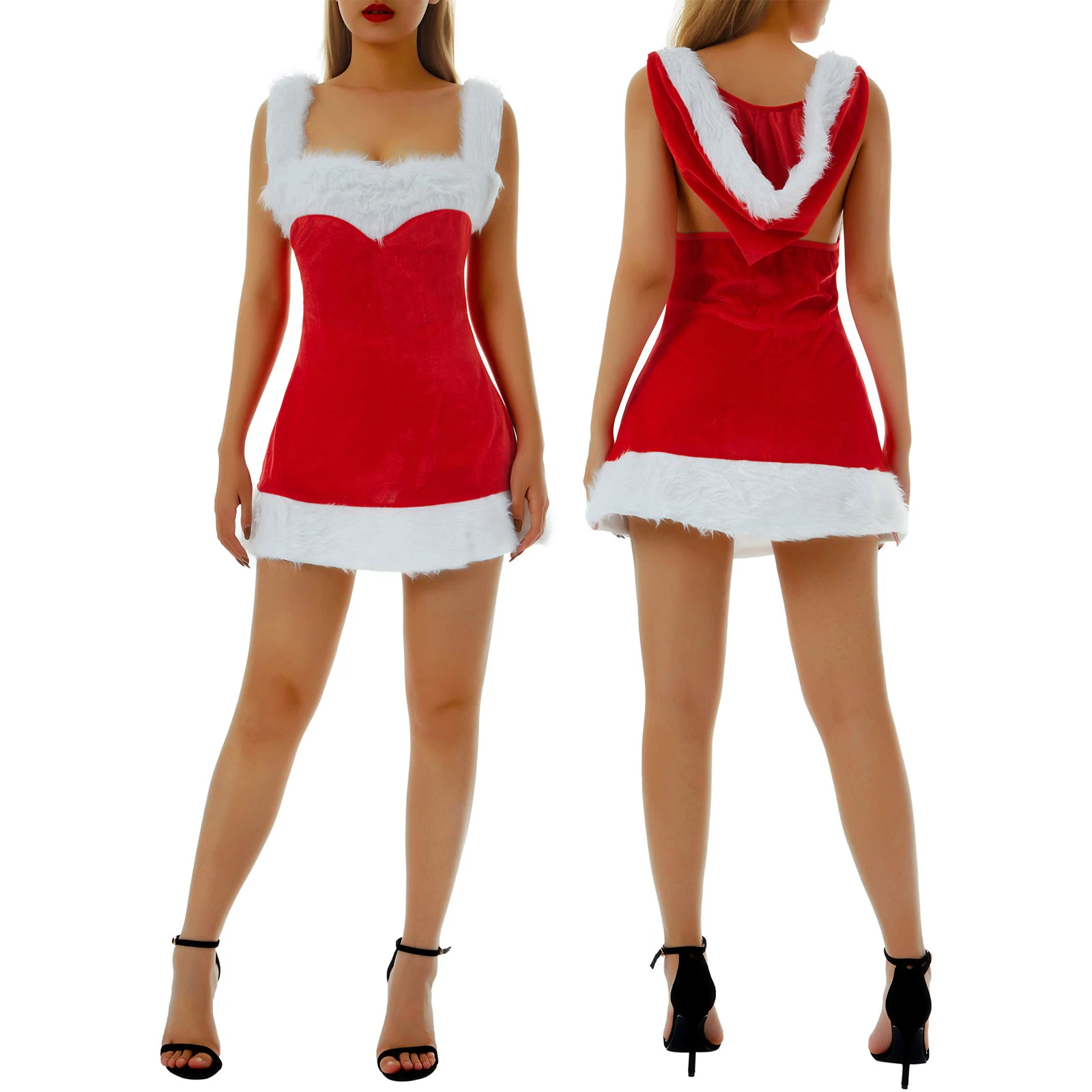 Women Christmas Hooded Cosplay Costume Dress Santa Claus Costume Sleeveless Backless Dress Adult Christmas Party Outfit
Women Christmas Hooded Cosplay Costume Dress Santa Claus Costume Sleeveless Backless Dress Adult Christmas Party Outfit