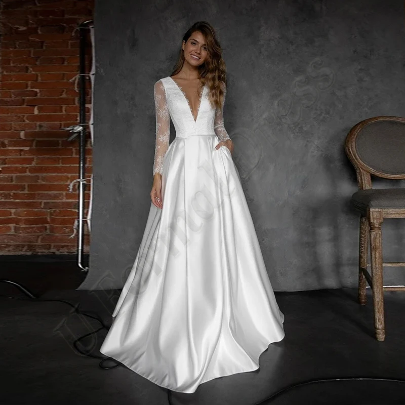 Drop Shipping Aline Satin Wedding Dresses Long Sposa Vestidos Appliques Engagement Bridal Party Gowns Robe De Mariée Custom Made 
Drop Shipping Aline Satin Wedding Dresses Long Sposa Vestidos Appliques Engagement Bridal Party Gowns Robe De Mariée Custom Made