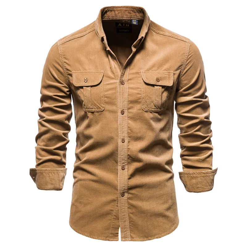 New solid color corduroy men's shirt single-breasted 100% cotton men's shirt business casual fashion spring and autumn slim shir
New solid color corduroy men's shirt single-breasted 100% cotton men's shirt business casual fashion spring and autumn slim shir
