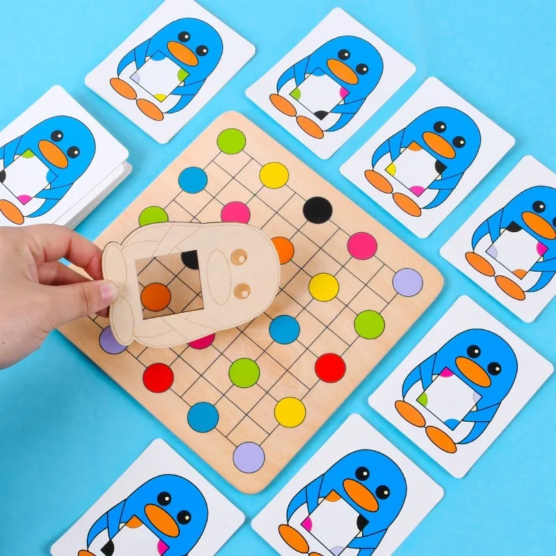 

Пингвин найти цветную игру Монтессори детские деревянные обучающие игрушки для детей раннее образование цвет совпадает обучение малышей