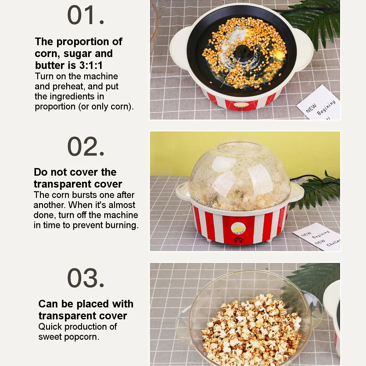 220V 850W Mini Electric Popcorn Maker Home Tabletop Party Movie Snack DIY Popcorn Makers Machine Household Kitchen Appliance
220V 850W Mini Electric Popcorn Maker Home Tabletop Party Movie Snack DIY Popcorn Makers Machine Household Kitchen Appliance