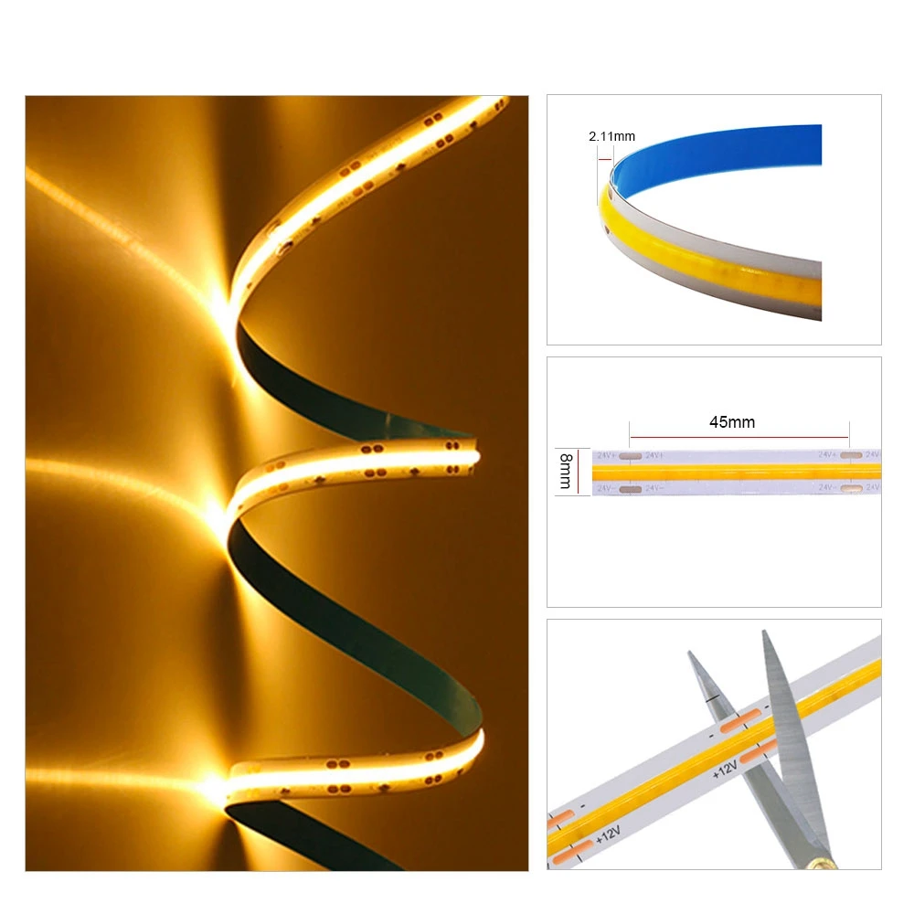 COB LED Strip Light 384LEDs High Density Flexible SMD3014 Linear Ribbon Dimmable Red Green Blue Warm Nature/Cool White DC12V 24V
COB LED Strip Light 384LEDs High Density Flexible SMD3014 Linear Ribbon Dimmable Red Green Blue Warm Nature/Cool White DC12V 24V