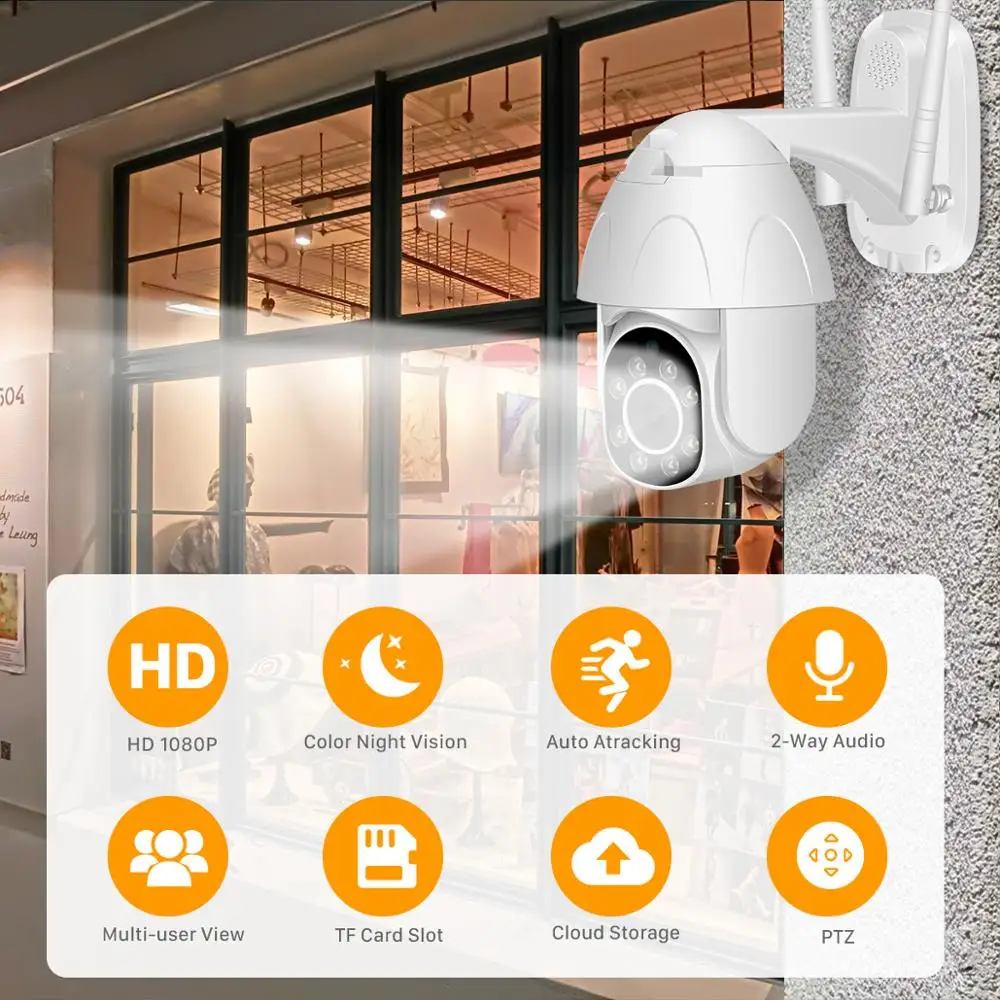 Камера Наружного видеонаблюдения Tuya с автоматическим отслеживанием PTZ IP Google Home