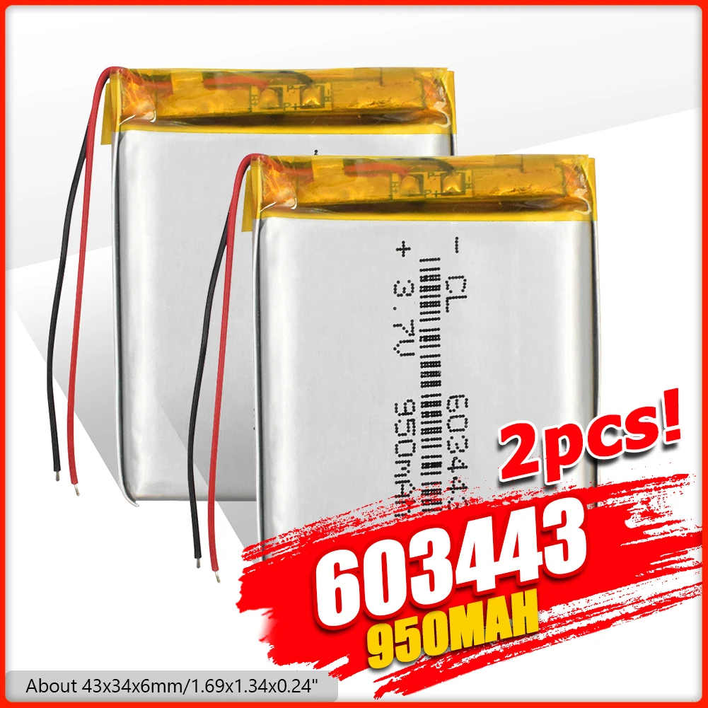3.7V 950mAh 603443 battery Lithium Polymer Li-Po ion PLIB Rechargeable Battery For Mp3 MP4 MP5 GPS PSP mobile electronic part
3.7V 950mAh 603443 battery Lithium Polymer Li-Po ion PLIB Rechargeable Battery For Mp3 MP4 MP5 GPS PSP mobile electronic part