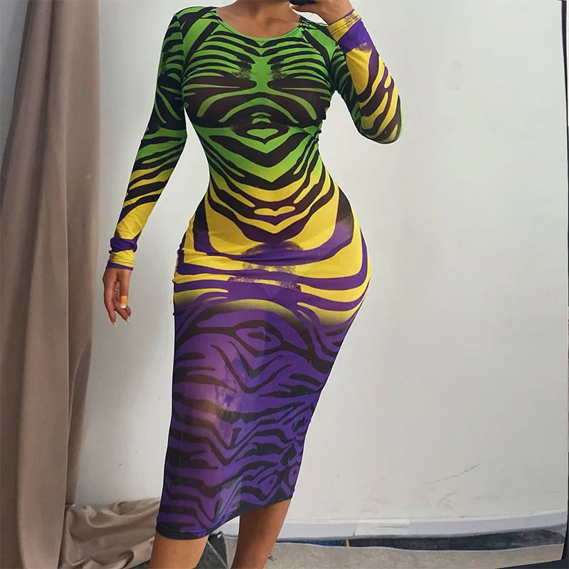 hirigin Print Sheer Mesh Round Neck Long Sleeve Slim Dress Women Sexy Party Mid-Calf Dress Fall 2021 Night Club Female Vestidos
hirigin Print Sheer Mesh Round Neck Long Sleeve Slim Dress Women Sexy Party Mid-Calf Dress Fall 2021 Night Club Female Vestidos