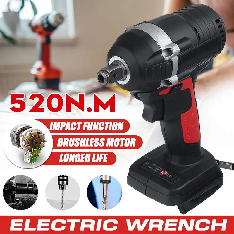 18V 520Nm Electric Brushless Impact Wrench Cordless 1/2 Socket Wrench Power Tool Rechargeable Without Battery For Makita Battery
18V 520Nm Electric Brushless Impact Wrench Cordless 1/2 Socket Wrench Power Tool Rechargeable Without Battery For Makita Battery