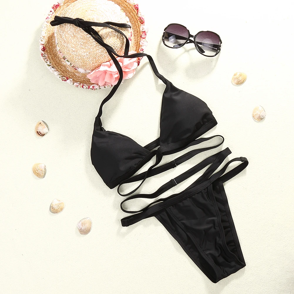 Women 2PCS Bikini Set, Solid Color Wire-Free Padded Halter Straps Bra, High Waist Triangle Panty, Swimming Set
Women 2PCS Bikini Set, Solid Color Wire-Free Padded Halter Straps Bra, High Waist Triangle Panty, Swimming Set