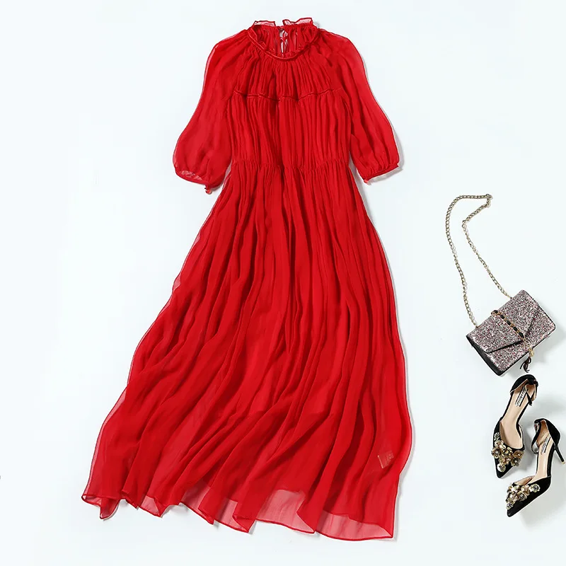 High Quality 100% Silk Dress 2021 Elegant Summer Dresses for Women Party Midi Red Dress Female Vestido De Mujer Pph4312
High Quality 100% Silk Dress 2021 Elegant Summer Dresses for Women Party Midi Red Dress Female Vestido De Mujer Pph4312