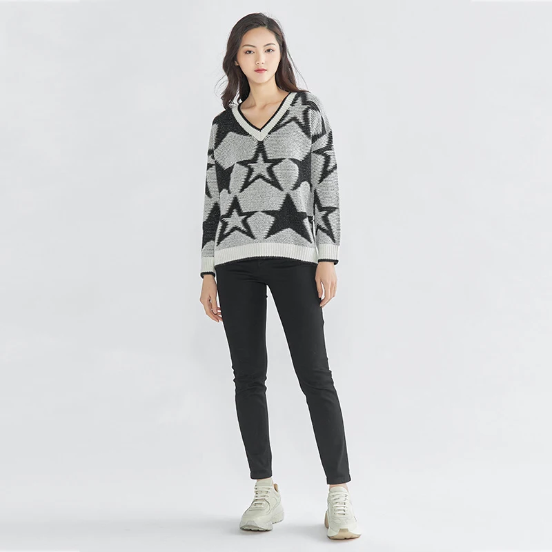 Tailor Shop Custom Made All Cashmere New Loose V-neck Star Color Matching Cashmere Sweater Sweater Women
Tailor Shop Custom Made All Cashmere New Loose V-neck Star Color Matching Cashmere Sweater Sweater Women