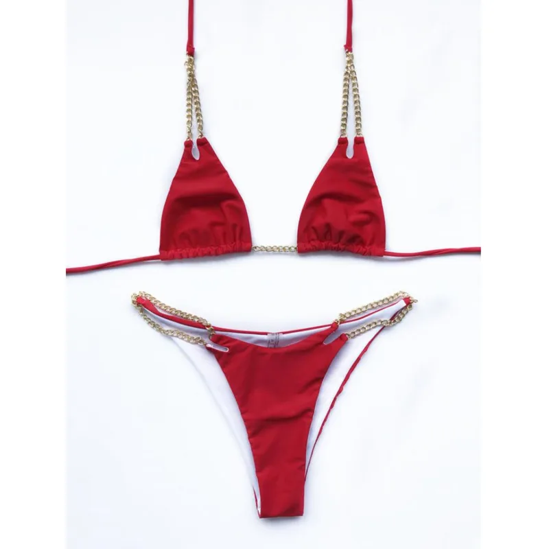 Swimsuit 2021 New Ins European and American Holiday Bikini Split Three-Point Chain Small Chest Gathered Swimsuit Women
Swimsuit 2021 New Ins European and American Holiday Bikini Split Three-Point Chain Small Chest Gathered Swimsuit Women