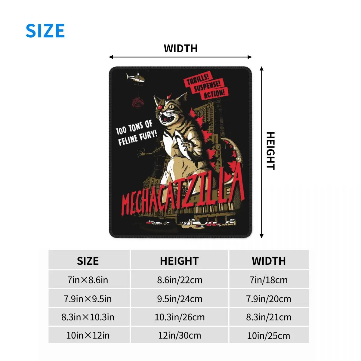 Mecha Catzilla Mouse Pad Horror Monster Cat Movie Robot Cyborg Sic Fi with Locking Edge Desk Mat Pads Rubber PC Table Cover
Mecha Catzilla Mouse Pad Horror Monster Cat Movie Robot Cyborg Sic Fi with Locking Edge Desk Mat Pads Rubber PC Table Cover