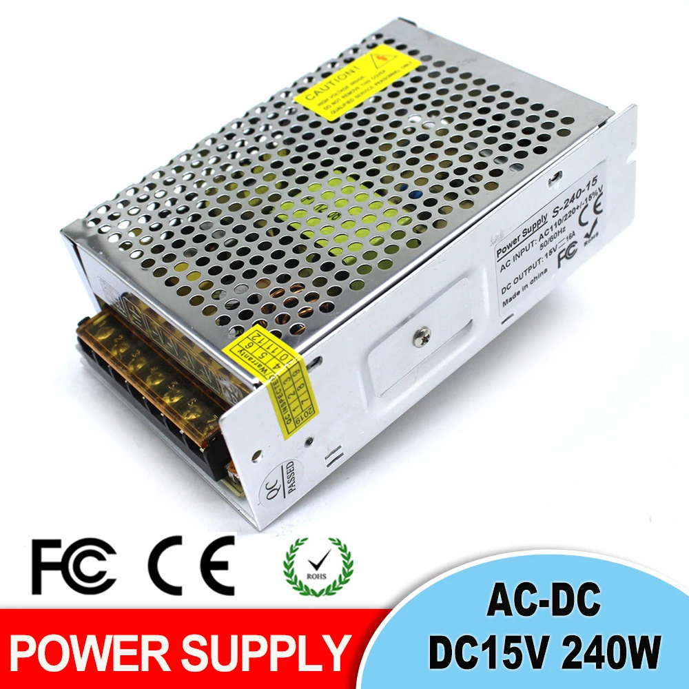 Универсальный импульсный источник питания DC15V 16A 240 Вт трансформатор 220 В 110