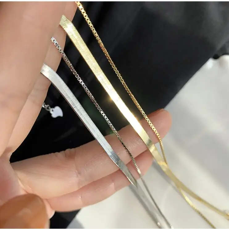 925 Sterling Silver Choker Double Layers Box Chain Necklaces For Women Girls Statement Christmas Jewelry dz696
925 Sterling Silver Choker Double Layers Box Chain Necklaces For Women Girls Statement Christmas Jewelry dz696