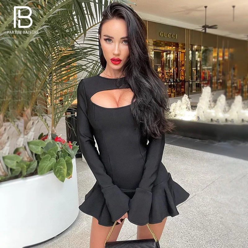 PB Stylish Mini Dress Key Hole Ruffles Deisgn Flared Sleeves Celebrity Party Club Bandage Vestido Free Shipping
PB Stylish Mini Dress Key Hole Ruffles Deisgn Flared Sleeves Celebrity Party Club Bandage Vestido Free Shipping