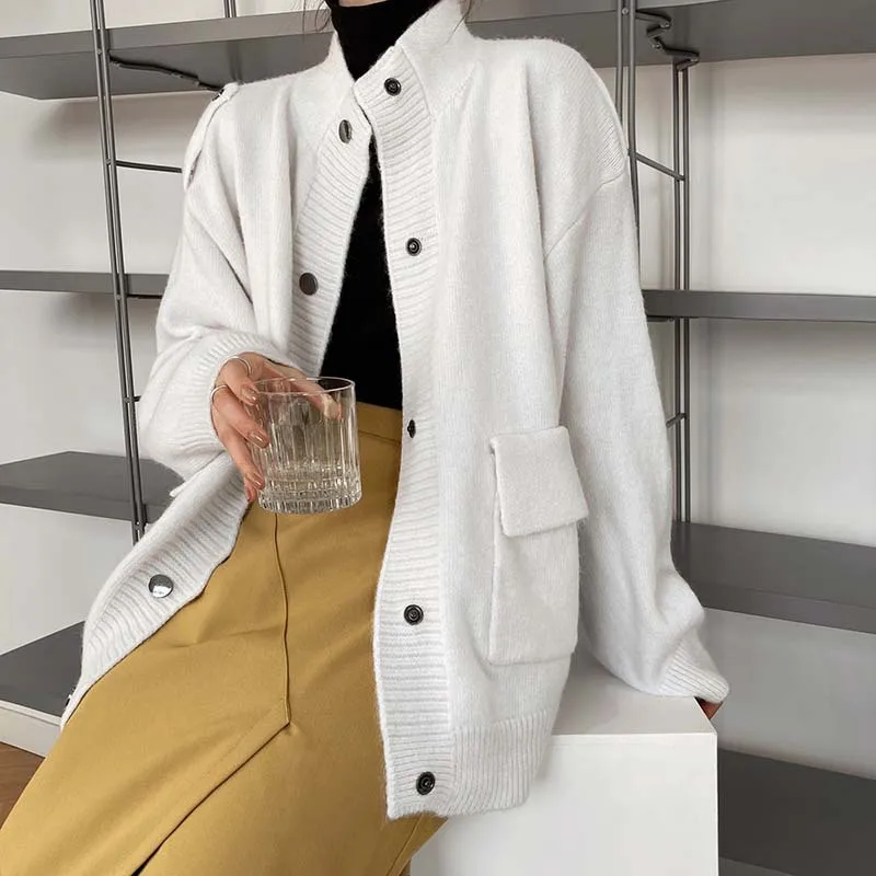 Mozision Women's Knitted Sweater Cardigan 2021 Spring New Casual Loose Single Breasted Coat Ladies Double Pocket Cardigans Coats
Mozision Women's Knitted Sweater Cardigan 2021 Spring New Casual Loose Single Breasted Coat Ladies Double Pocket Cardigans Coats