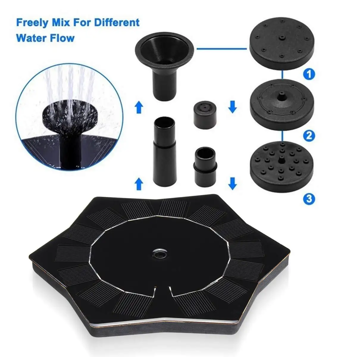 7V Solar Fountain Watering kit Power Solar Pump Pool Pond Submersible Waterfall Floating Solar Panel Water Fountain For Garden
7V Solar Fountain Watering kit Power Solar Pump Pool Pond Submersible Waterfall Floating Solar Panel Water Fountain For Garden