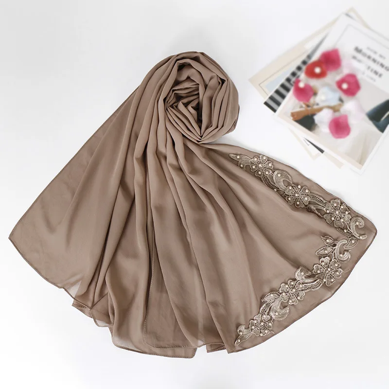 2019 New Pearl Chiffon Pearl Flower Muslim Scarf Solid Color National Wind Long Scarves For Women Wrap Shawl Stole 13
2019 New Pearl Chiffon Pearl Flower Muslim Scarf Solid Color National Wind Long Scarves For Women Wrap Shawl Stole 13
