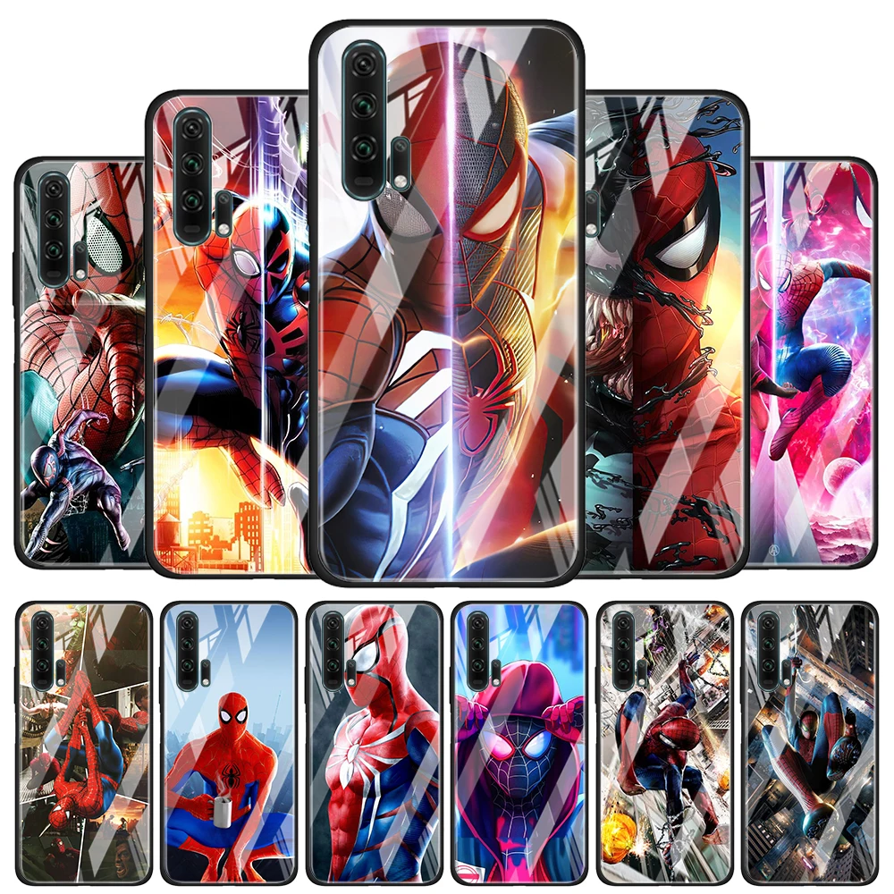 Чехол из закаленного стекла для телефона с изображением Человека-паука Honor 30 20 10 9X