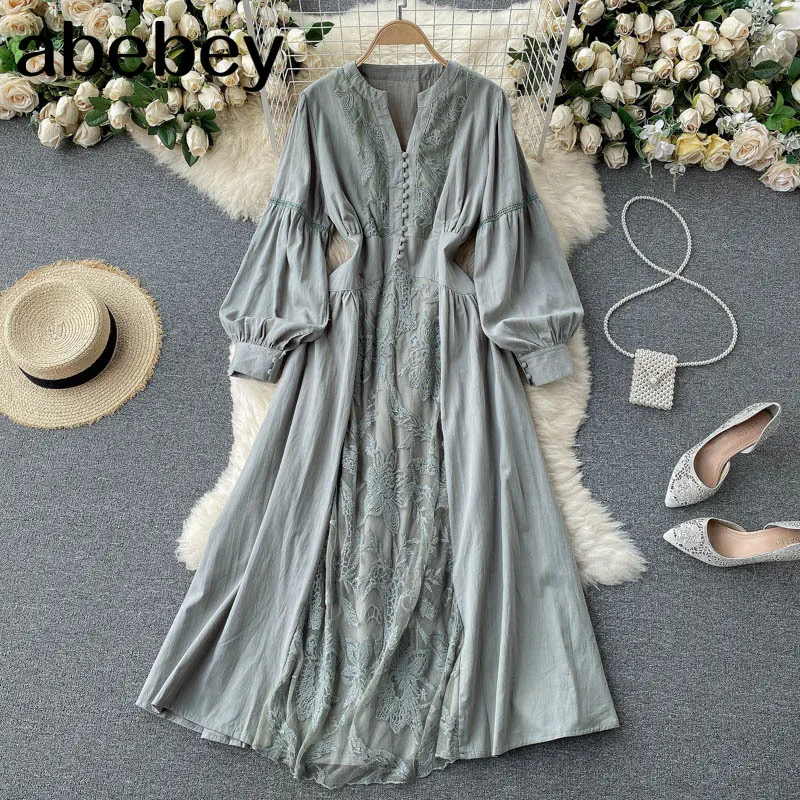 Women Hollow Vacation Dress Korean V Neck Long Sleeve A-line Dress Summer Casual Fashion Streetwear Split Long Dress
Women Hollow Vacation Dress Korean V Neck Long Sleeve A-line Dress Summer Casual Fashion Streetwear Split Long Dress