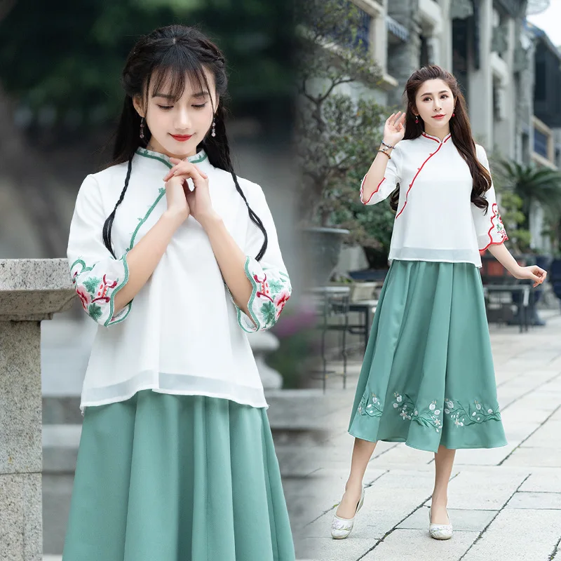Free shipping The new 2019 Chinese wind improved hanfu daily suit dress female students spring, summer, women's skirts
Free shipping The new 2019 Chinese wind improved hanfu daily suit dress female students spring, summer, women's skirts