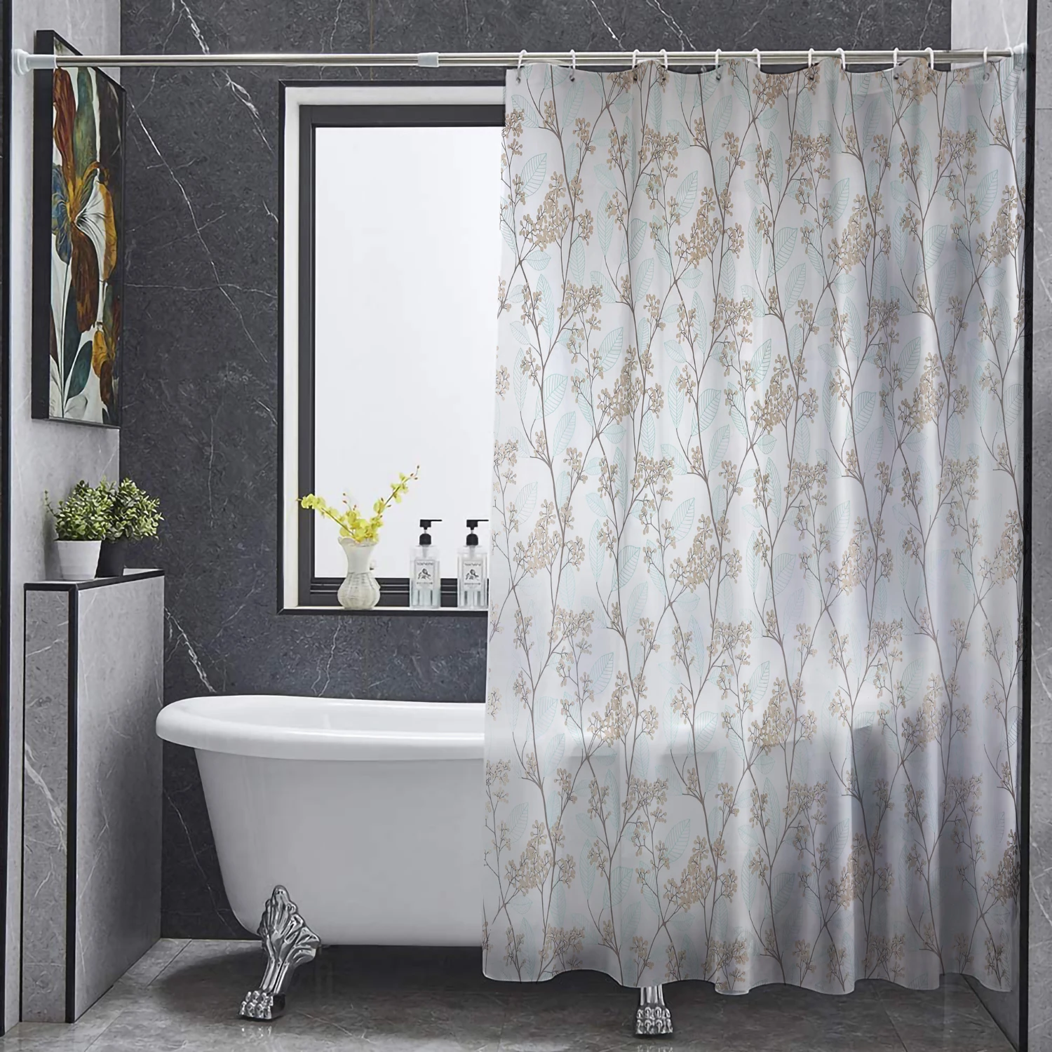 

180 x 200 cm Translucent Shower Curtain Anti-Mould Waterproof Bath Curtain EVA Bath Curtain Shower Curtains Clear for Bathroom