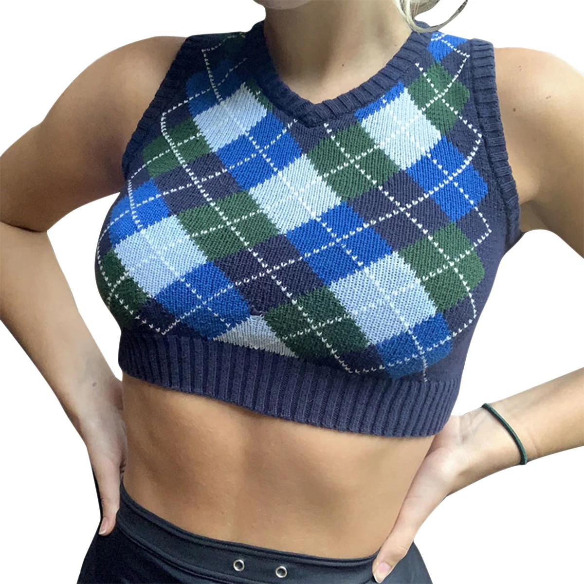 Summer Autumn Women Vintage Fashion Knit Vest Sleeveless Plaid V-Neck Slim Crop Tops
Summer Autumn Women Vintage Fashion Knit Vest Sleeveless Plaid V-Neck Slim Crop Tops