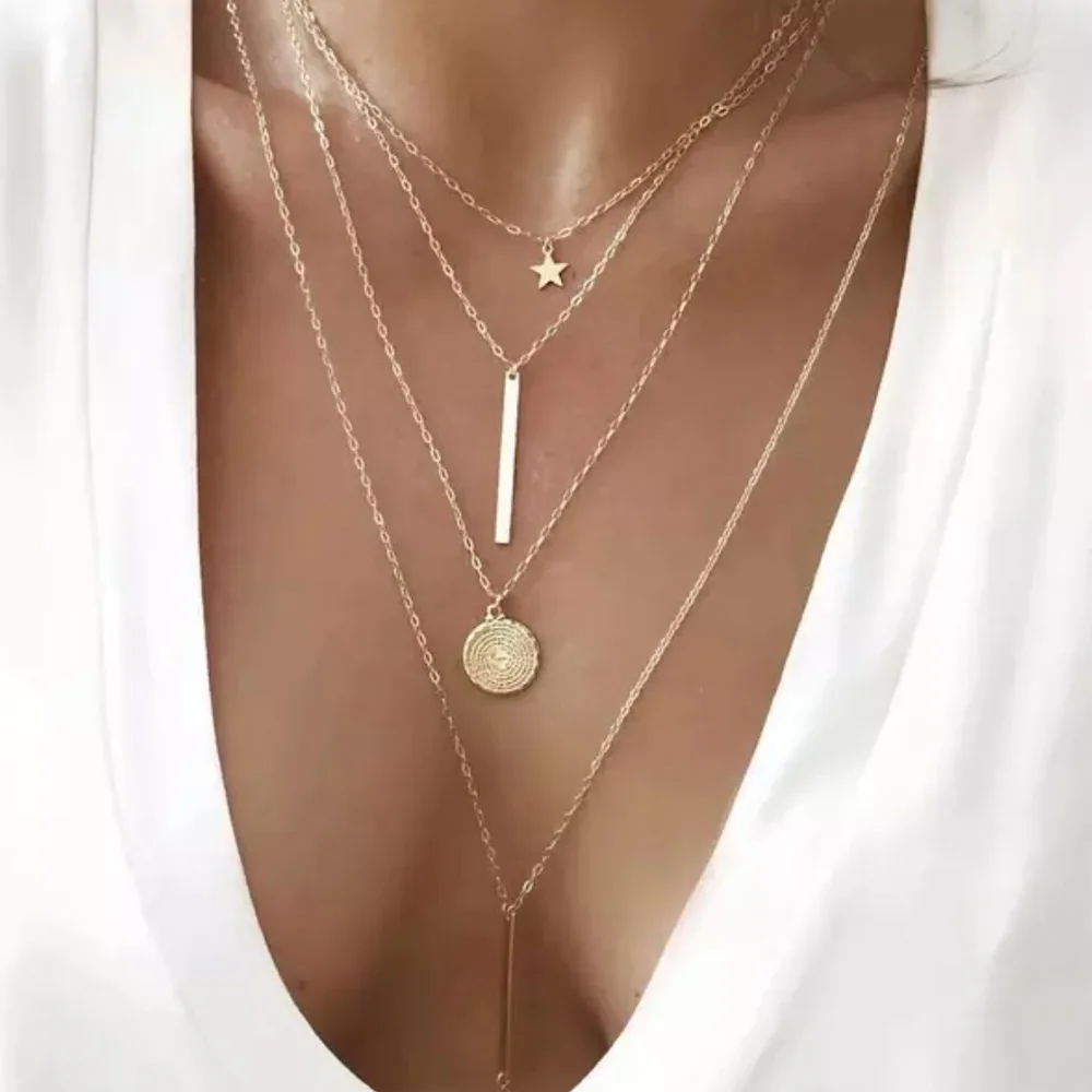 New style five - pointed star - stripe pendant multilayer necklace Europe and the United States popular individual style beach
New style five - pointed star - stripe pendant multilayer necklace Europe and the United States popular individual style beach