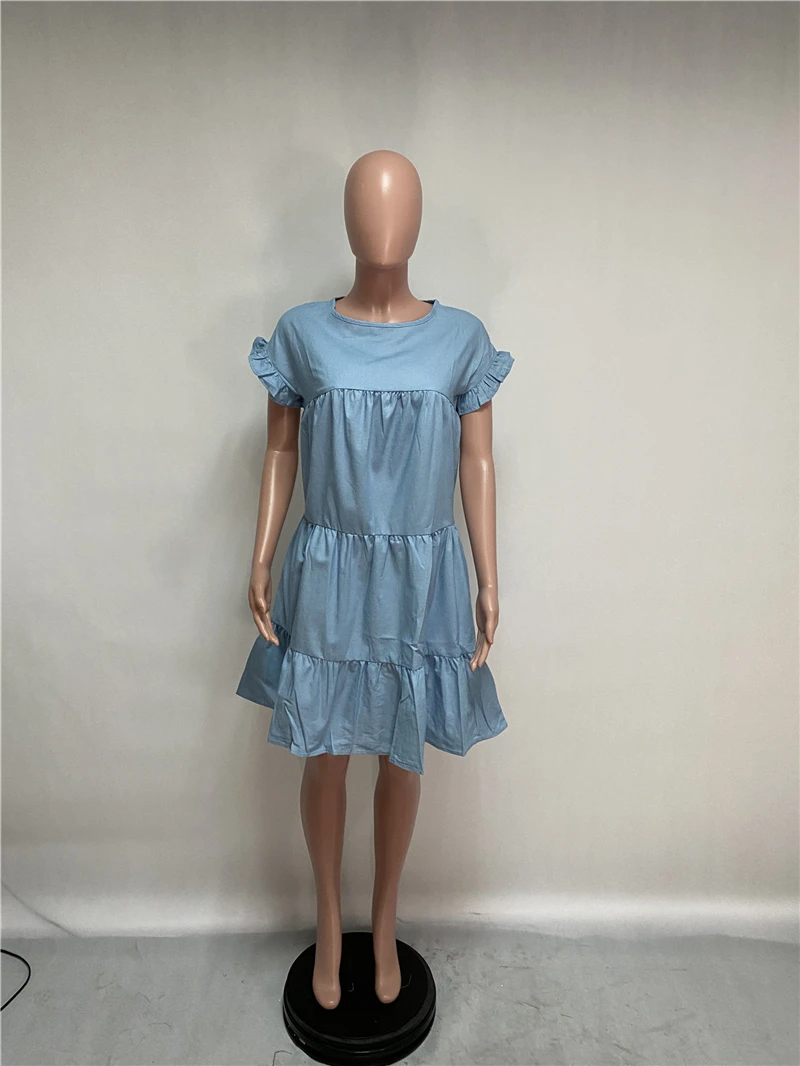 RStylish Women Casual Dress Solid Color Mini Pleated Dress Denim Short Sleeve Loose O-neck Night Club Party Dresses Vestidos
RStylish Women Casual Dress Solid Color Mini Pleated Dress Denim Short Sleeve Loose O-neck Night Club Party Dresses Vestidos